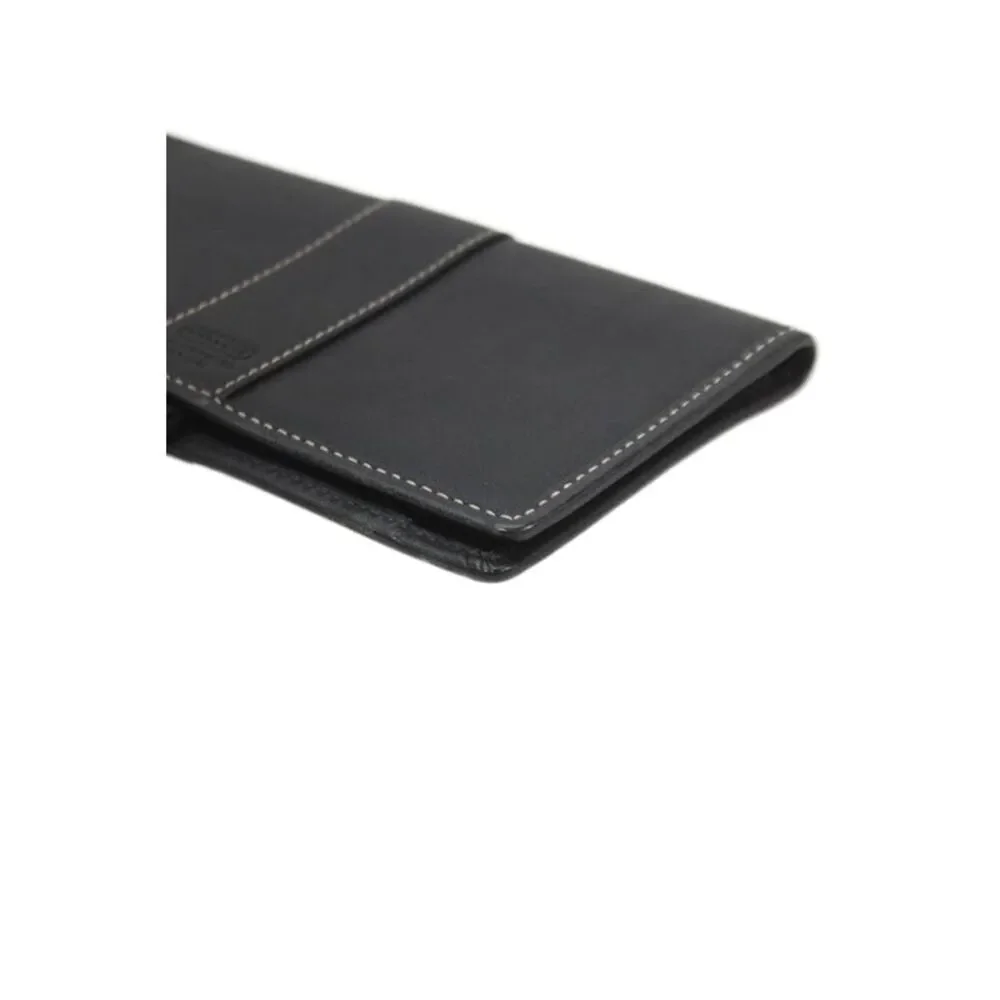 Coach Womens Leather Bi-Fold Checkbook Wallet Black